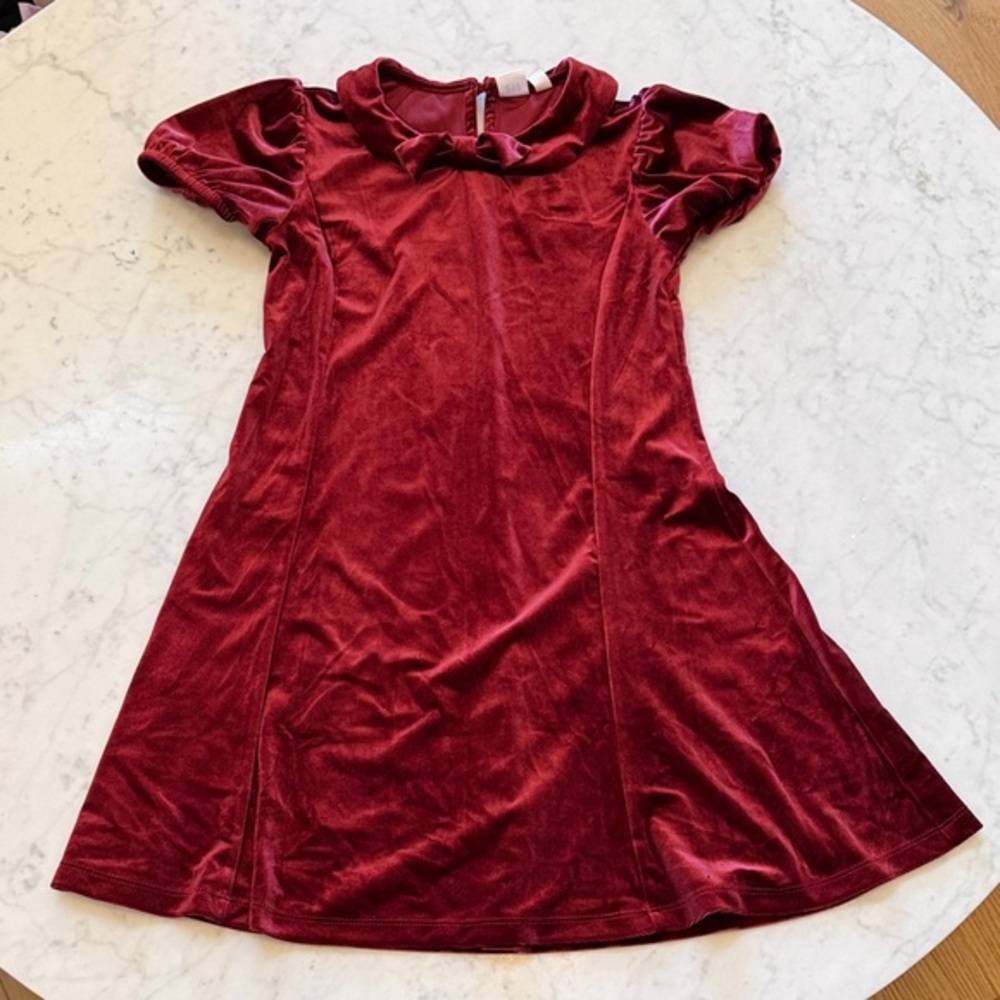 GAP Kids Red Velvet Dress Size L 10 Holiday Peter Pan Collar